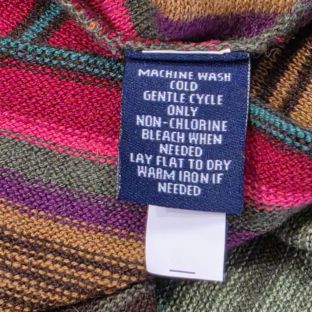 Chaps Colorful Striped Linen/Cotton Knit Wrap-Front Sleeveless Sweater Size L - Picture 9 of 13